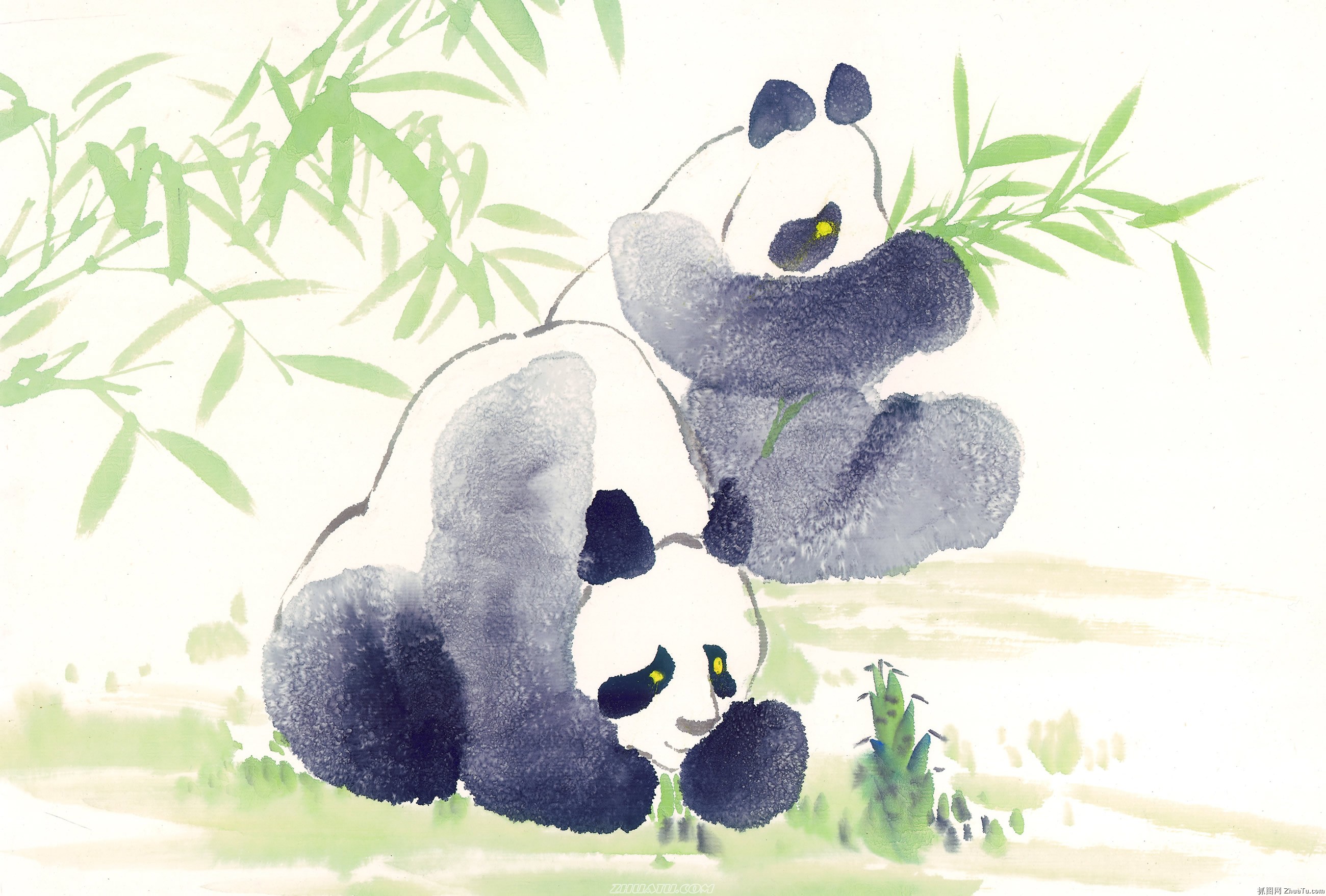 国画熊猫