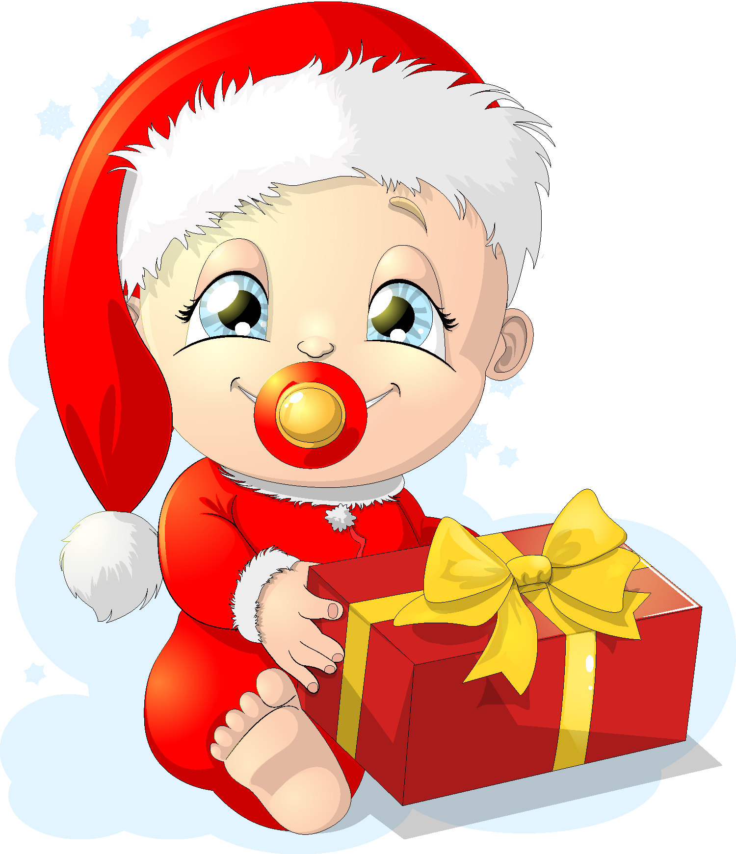 卡通婴儿矢量素材,卡通婴儿,婴幼儿,新生儿,吃着奶嘴的婴儿戴圣诞帽拿