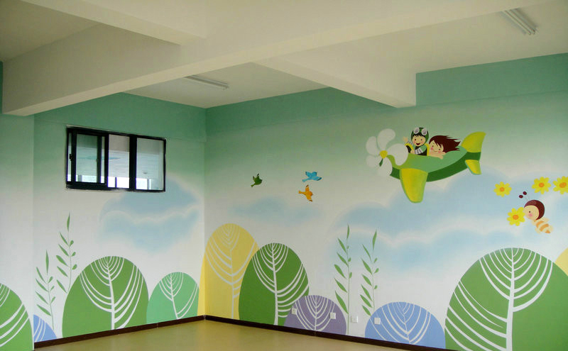 室内幼儿园墙体彩绘墙绘